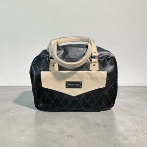 Mary Kay Quilted Travel Tote 2PC Set Black Patent 17” Y2K Weekender